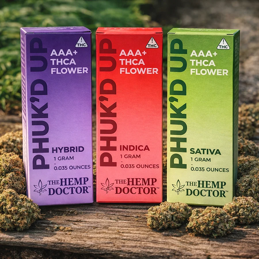 Our phuk'd up flower in indica, sativa, and hybrid strains