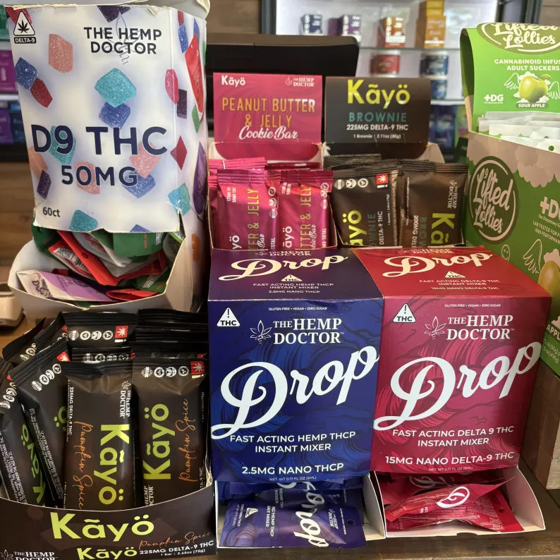 A variety of The Hemp Doctor products in the counter