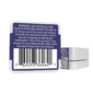 Back of THCA Bubble Hash: Warning label, and barcode. White container with navy blue label.