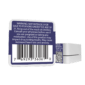 Back of THCA Bubble Hash: Warning label, and barcode. White container with navy blue label.