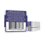 Back of THCA Bubble Hash: Warning label, and barcode. White container with navy blue label.
